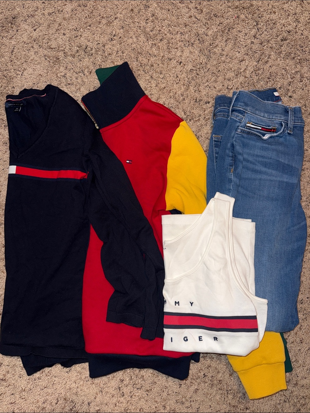Tommy Hilfiger Kids Colorblock Crewneck & Tank Set - Red, Navy, Yellow, White